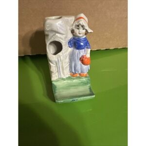 vintage hand-painted ceramic Bud Vase  featuring a Dutch girl figure Made In Jap